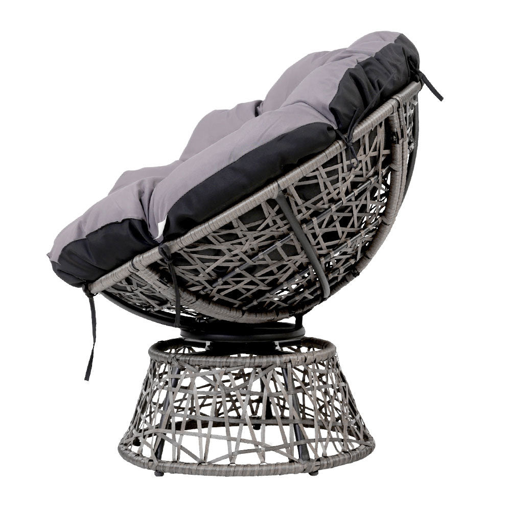 Alodia - Outdoor Lounge Setting Wicker Papasan Chairs Table Grey