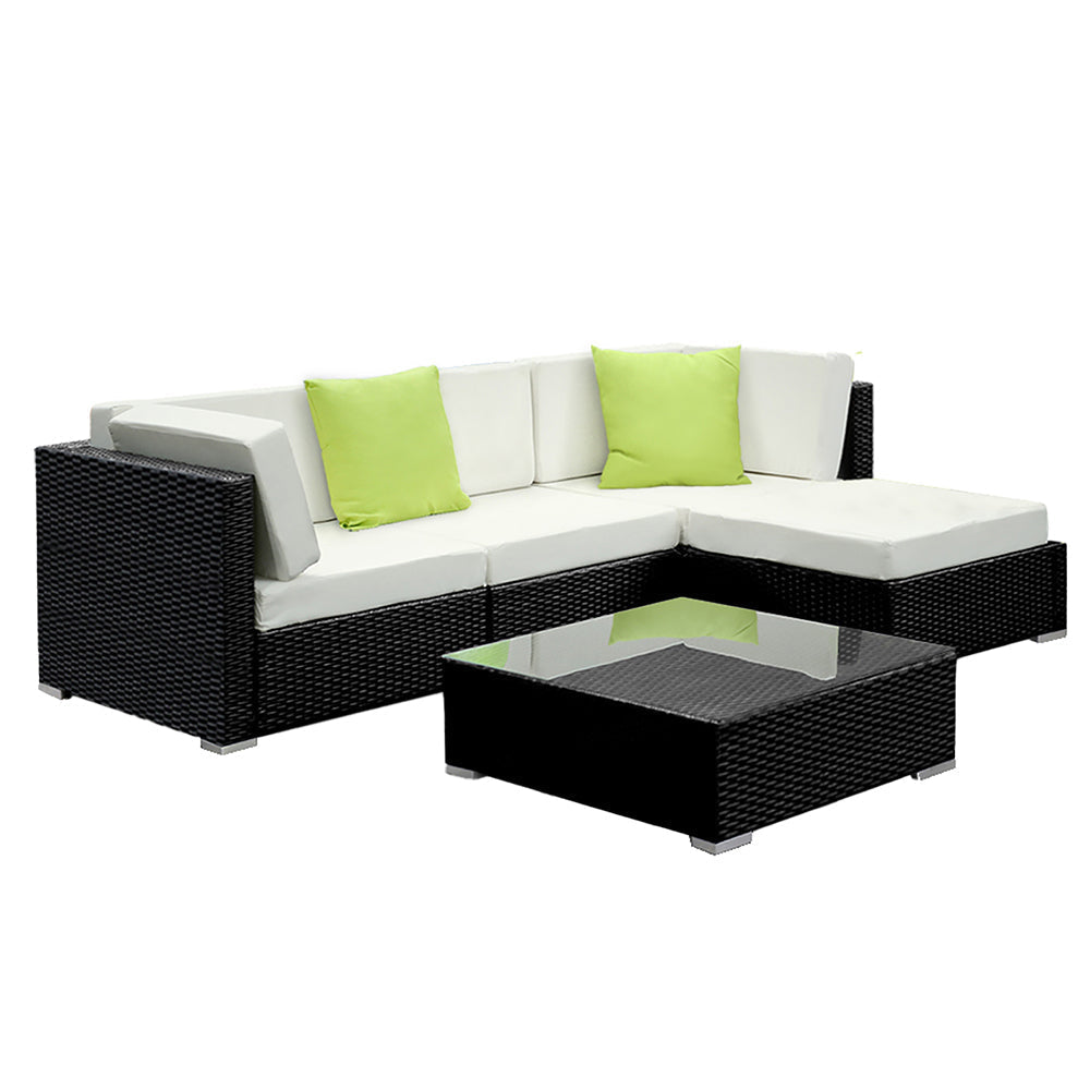 Arista - 5-Piece Outdoor Sofa Set Wicker Couch Lounge Cover