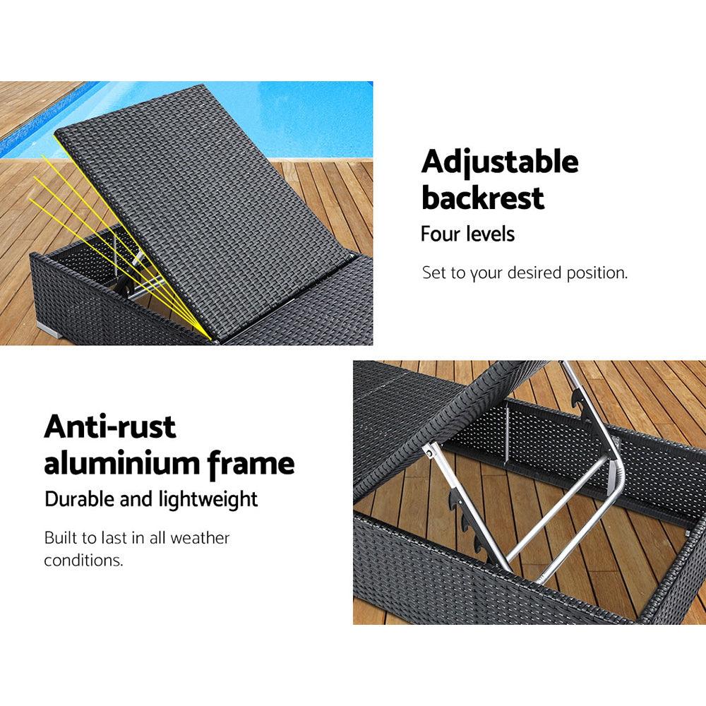 Araceli - Sun Lounge Wicker Lounger Day Bed Adjustable Rattan