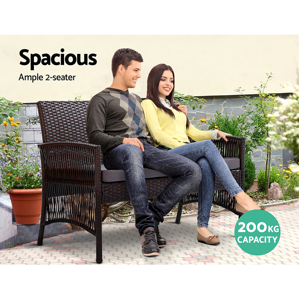 Anitra - 4PCS Outdoor Sofa Set Wicker Harp Chair Garden Black