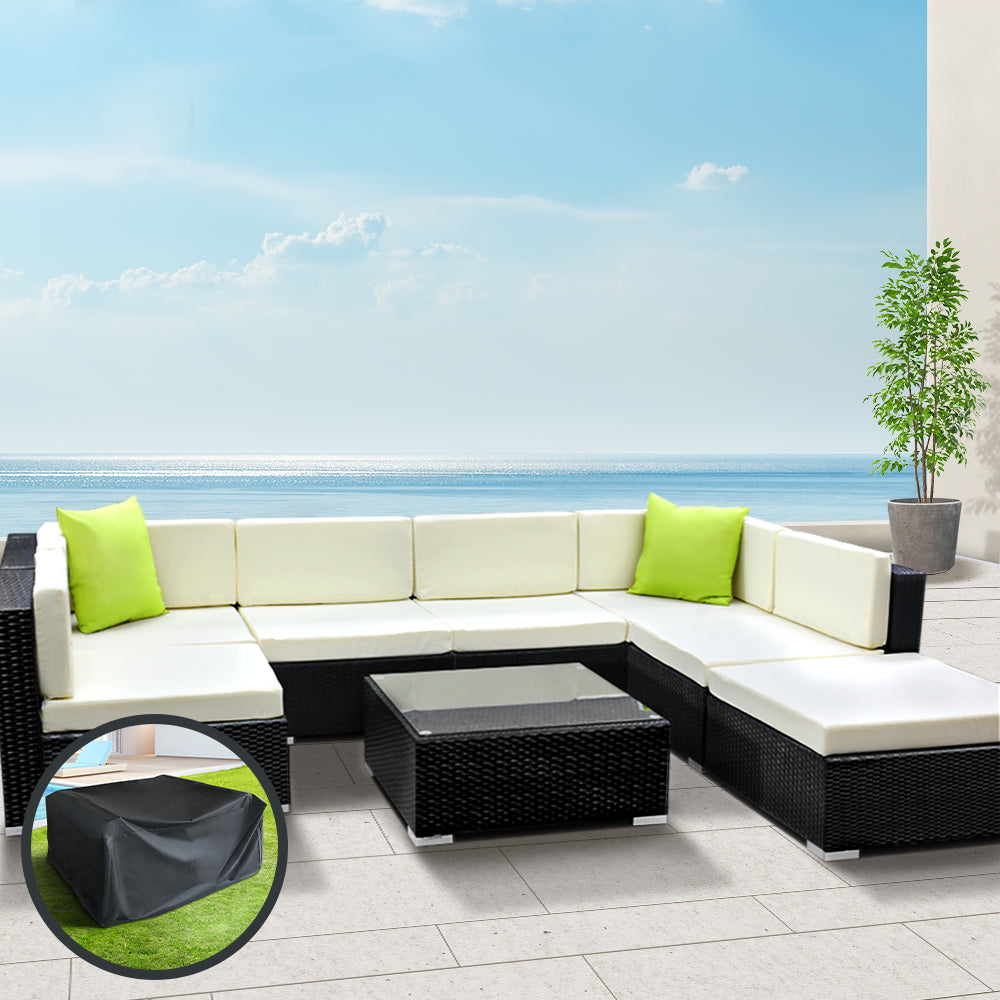 Ariella - 8-Piece Outdoor Sofa Set Wicker Couch Lounge Cover