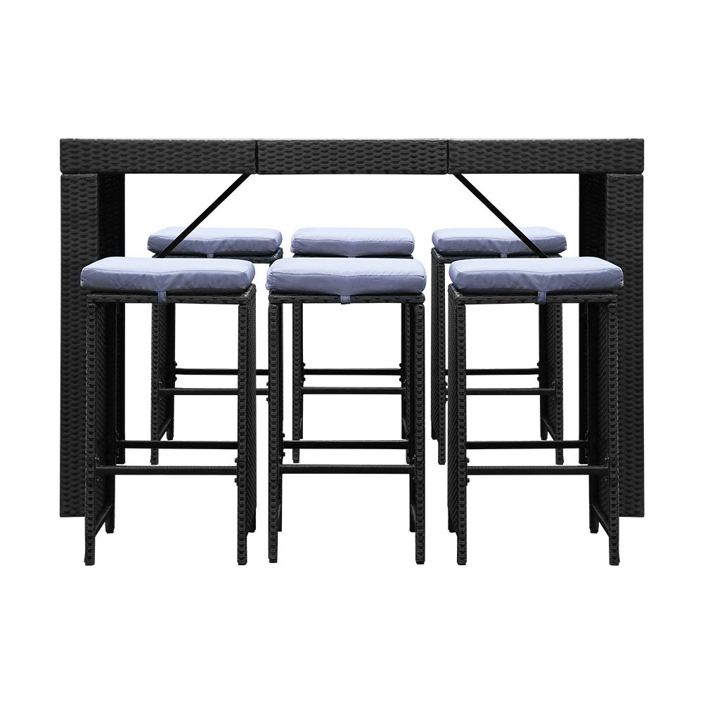 Belle - 7 Piece Outdoor Bar Set Wicker Patio
