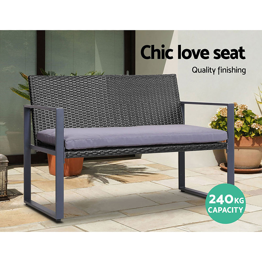 Eden - 4 PCS Outdoor Sofa Set Storage Cover Rattan Black