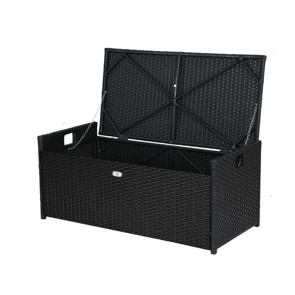 Margot - Outdoor Storage Bench Box Wicker Tools Black