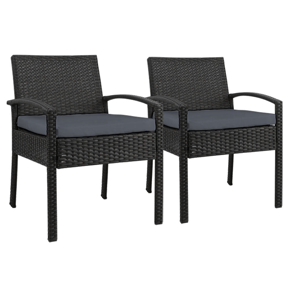 Blossom - 2PC Outdoor Dining Chairs Patio Rattan Lounge Cushion Felix