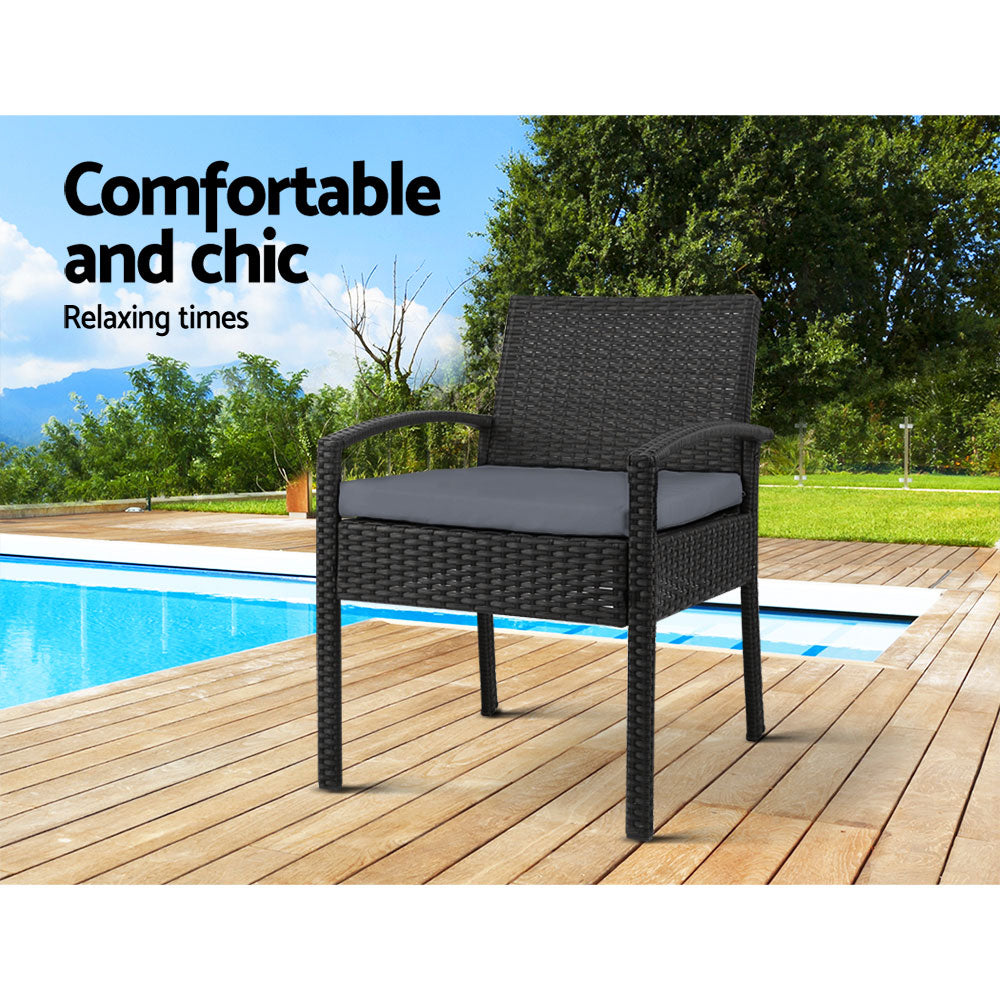 Blossom - 2PC Outdoor Dining Chairs Patio Rattan Lounge Cushion Felix