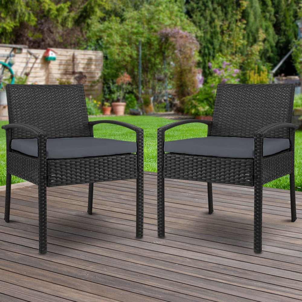 Blossom - 2PC Outdoor Dining Chairs Patio Rattan Lounge Cushion Felix
