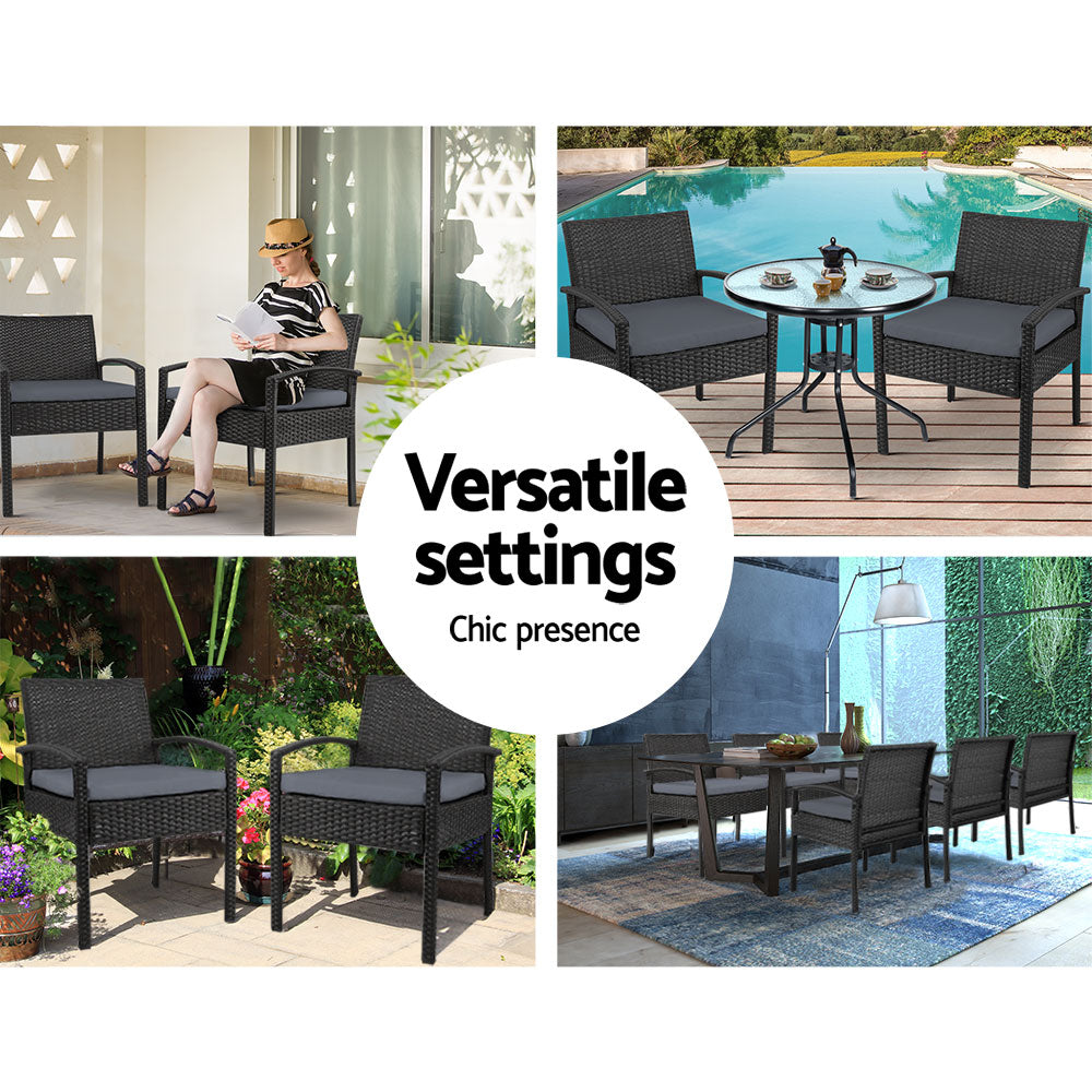 Blossom - 2PC Outdoor Dining Chairs Patio Rattan Lounge Cushion Felix