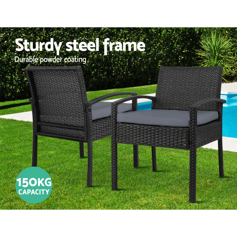 Blossom - 2PC Outdoor Dining Chairs Patio Rattan Lounge Cushion Felix