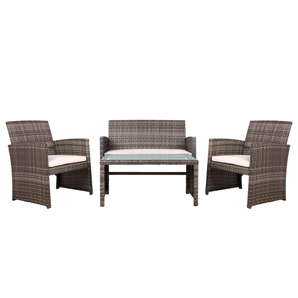 Eliska - 4 PCS Outdoor Sofa Set Rattan Chair Garden Grey