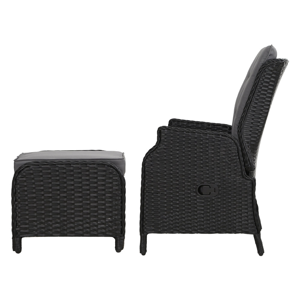 Prisca - Recliner Chair Sun Lounge Wicker Patio Adjustable Black