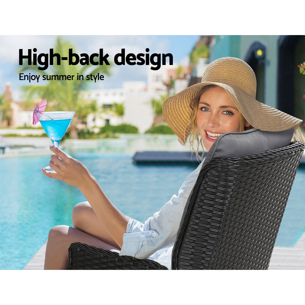 Prisca - Recliner Chair Sun Lounge Wicker Patio Adjustable Black