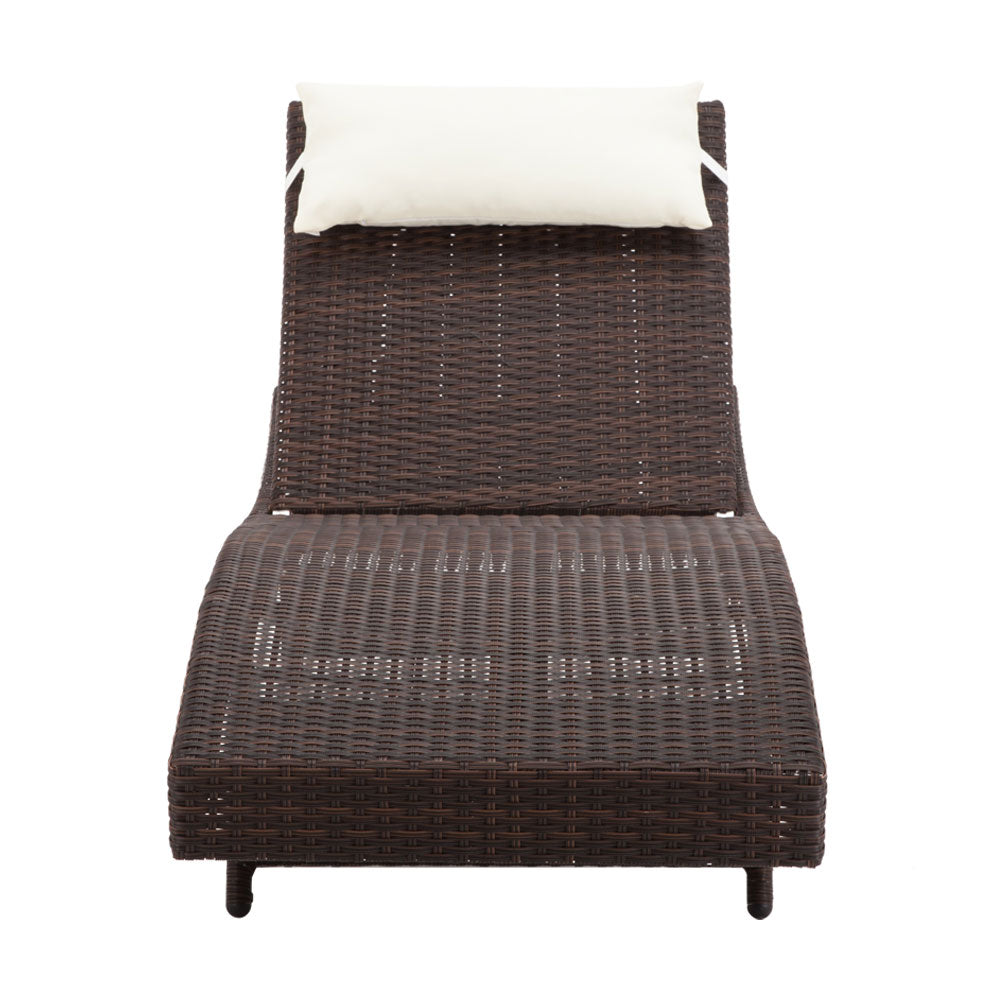 Isla - Sun Lounge Wicker Lounger Beach Chair Garden Adjustable Brown