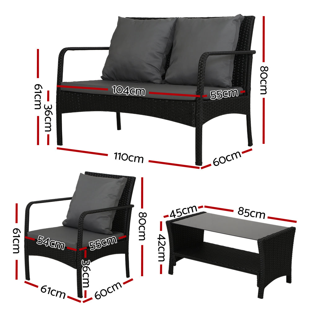 Eliza - Outdoor Sofa Set Wicker Lounge Table and Chairs