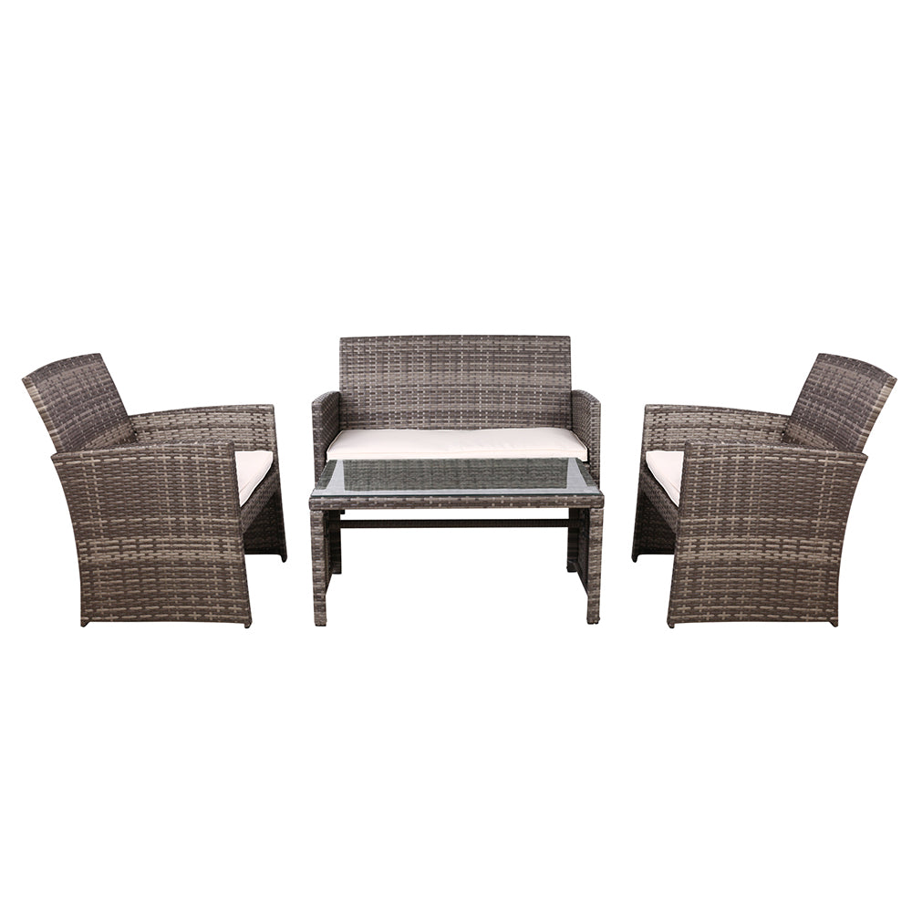 Felicity - 4 PCS Outdoor Sofa Set Storage Cover Rattan Grey