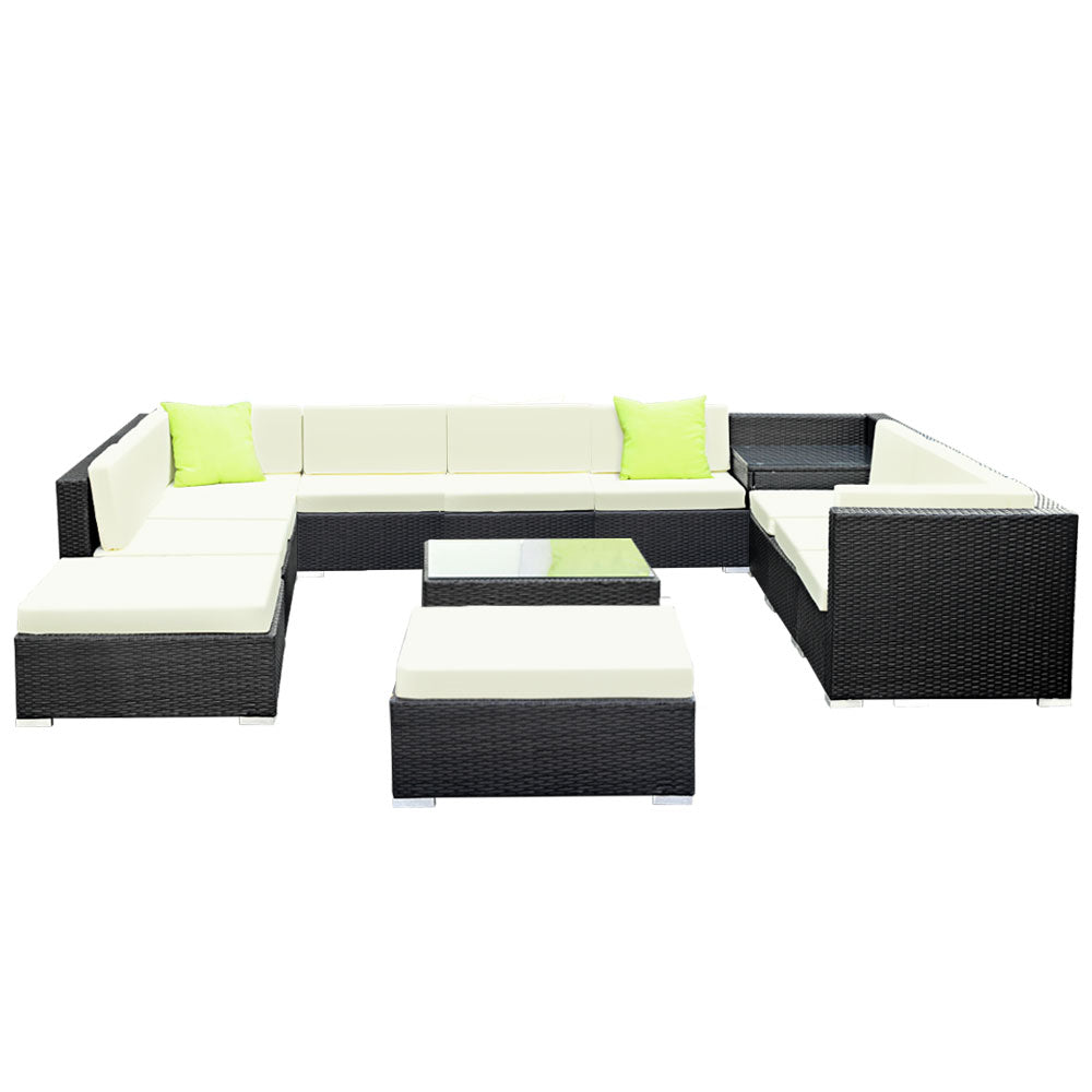 Fianna - 13-Piece Outdoor Sofa Set Wicker Couch Lounge 11 Seater