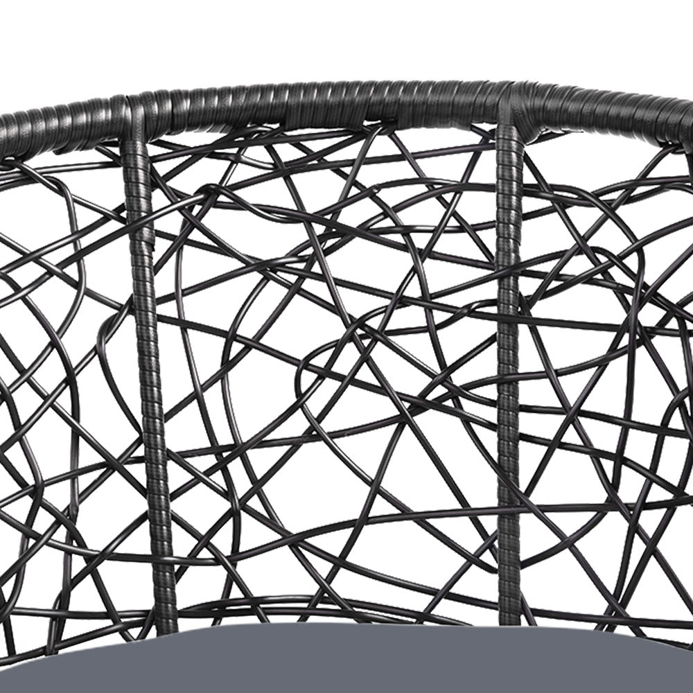 Flare - 3PC Bistro Set Outdoor Furniture Rattan Patio Black