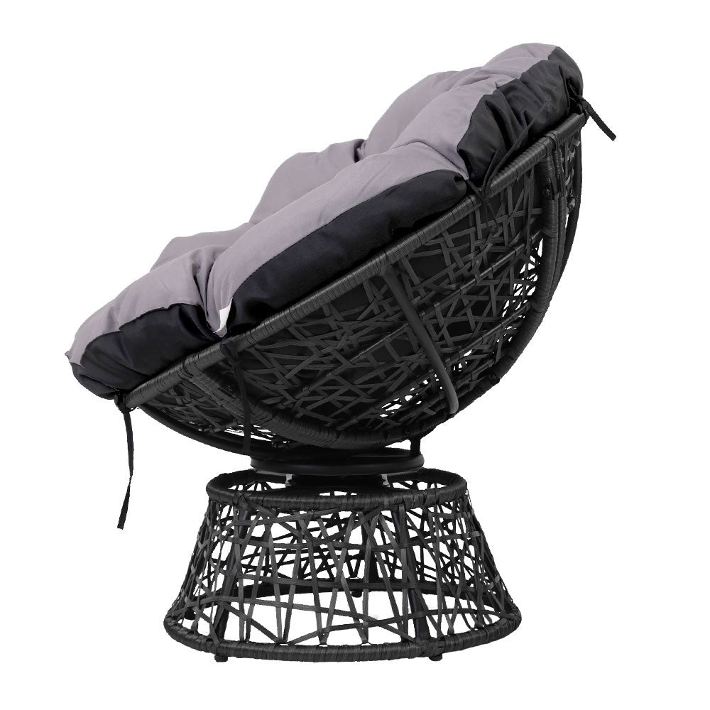 Blythe - Outdoor Lounge Setting Wicker Papasan Chairs Table Black