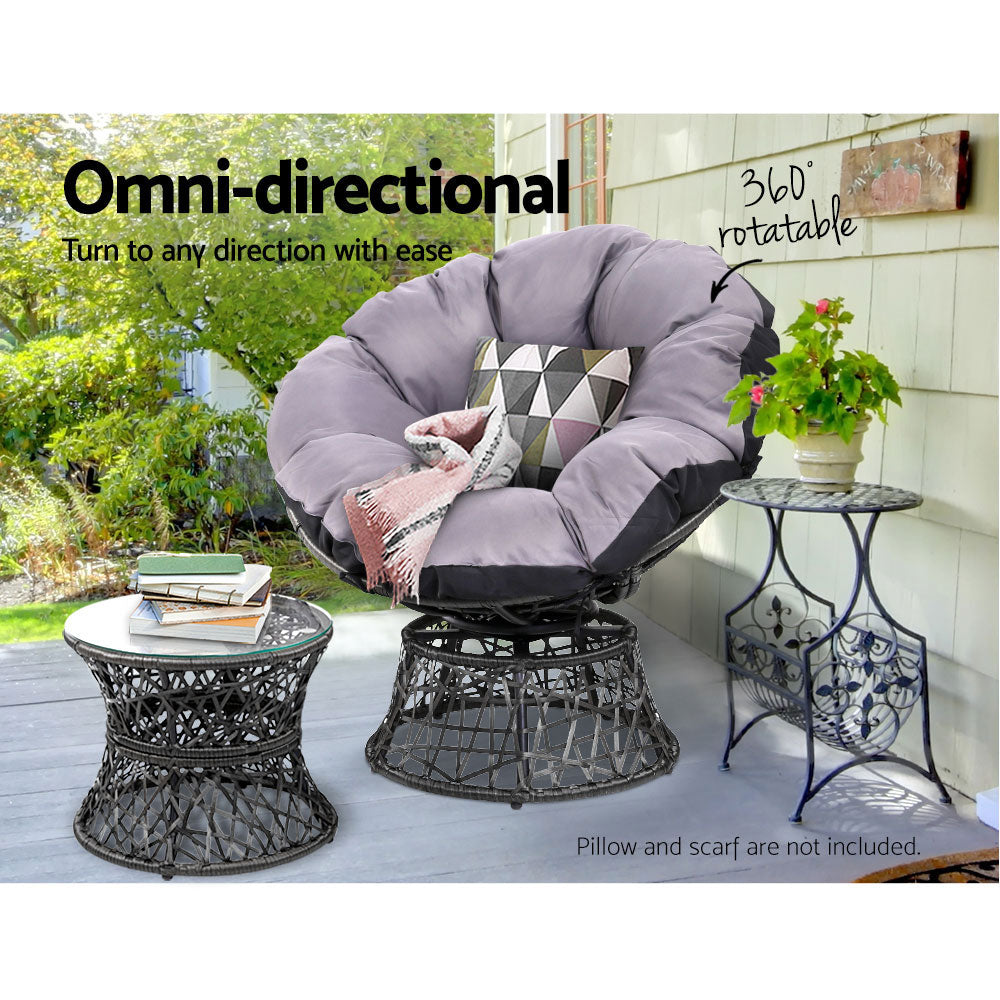 Blythe - Outdoor Lounge Setting Wicker Papasan Chairs Table Black