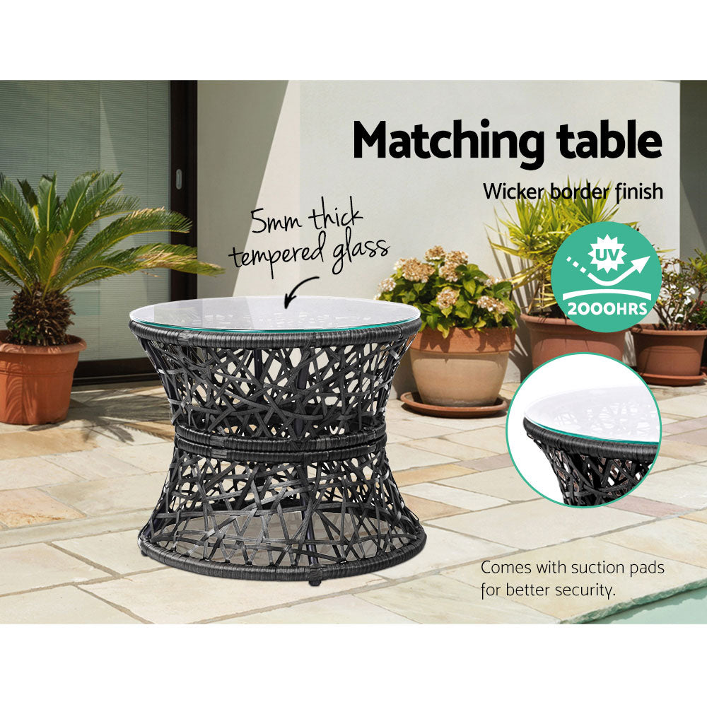 Blythe - Outdoor Lounge Setting Wicker Papasan Chairs Table Black