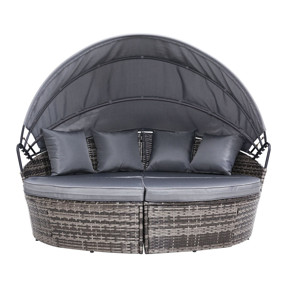 Stella - Sun Lounge Wicker Lounger Day Bed Outdoor Grey