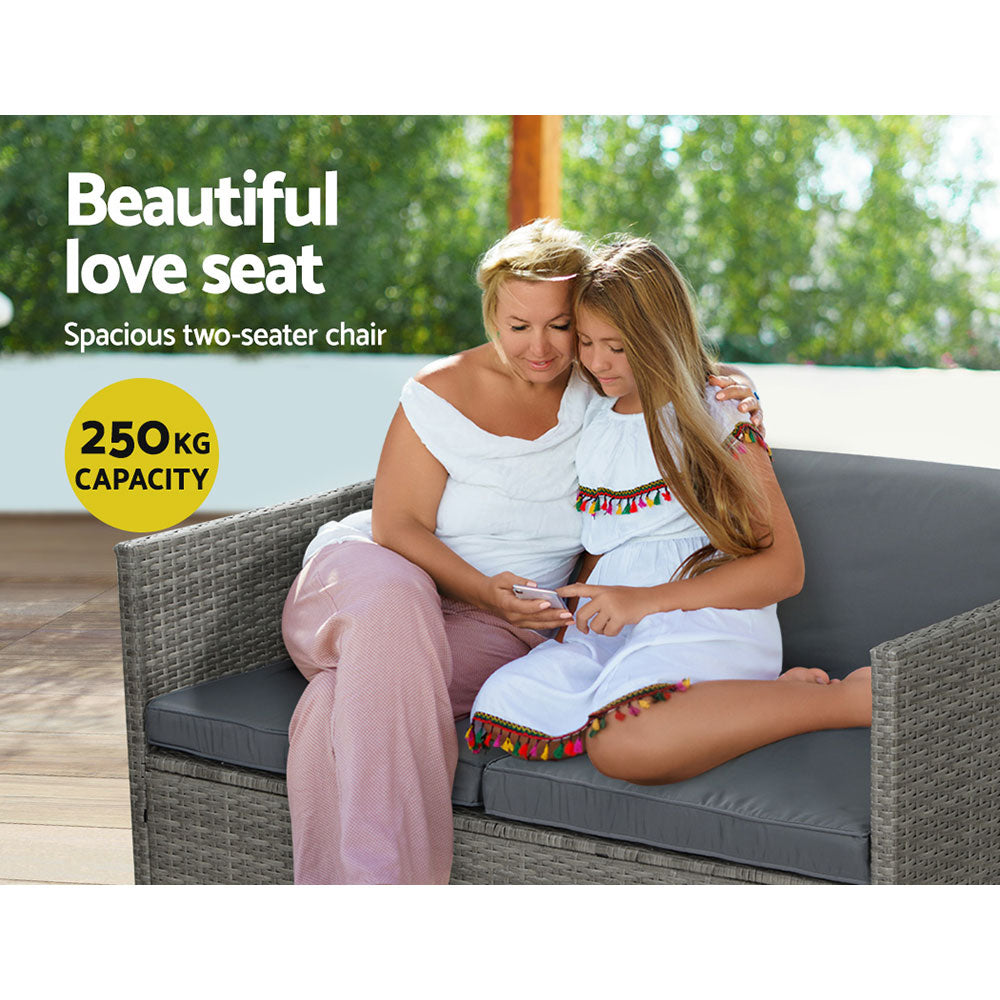 Nest - 4-Piece Outdoor Sofa Set Wicker Couch Lounge Grey