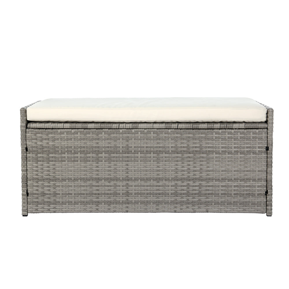 Breeze - Outdoor Storage Bench Box Wicker Garden Tools Grey