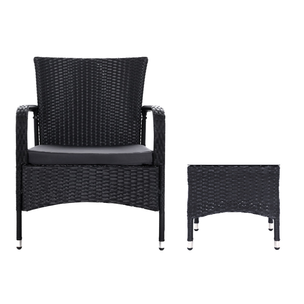 Brielle - 3PC Outdoor Bistro Set Wicker Chairs Table
