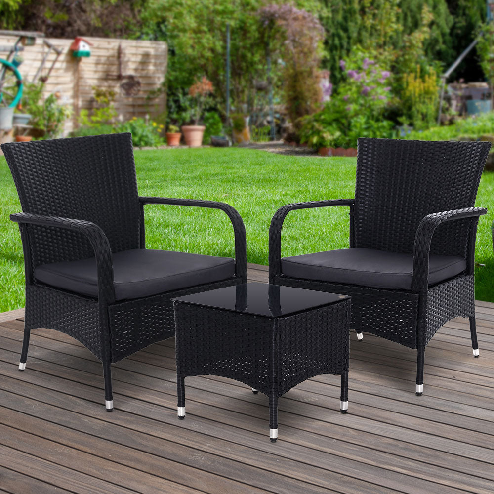 Brielle - 3PC Outdoor Bistro Set Wicker Chairs Table