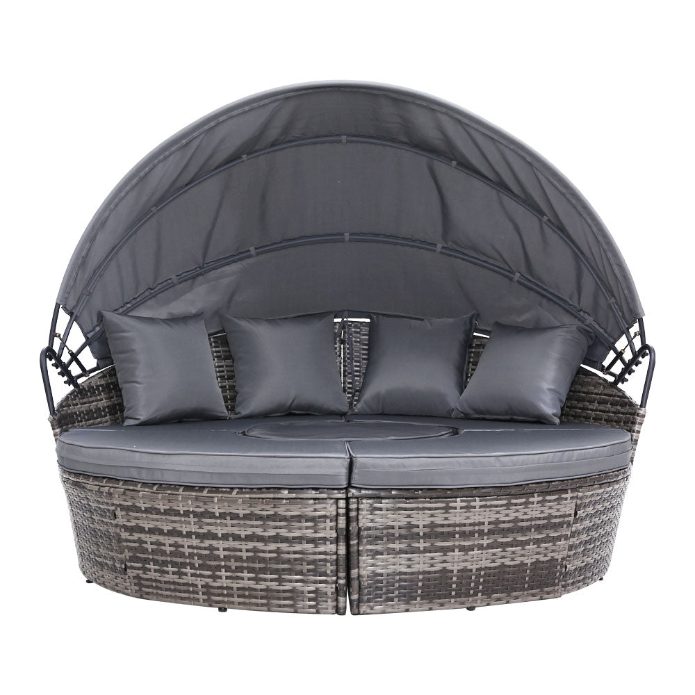 Colette - Sun Lounge Wicker Lounger Day Bed Outdoor Grey