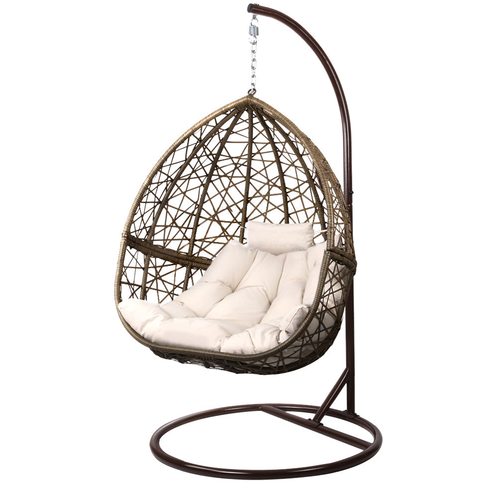 Mantel - Outdoor Egg Swing Chair Wicker Rattan Pod Stand Latte