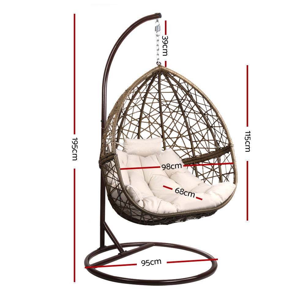 Mantel - Outdoor Egg Swing Chair Wicker Rattan Pod Stand Latte