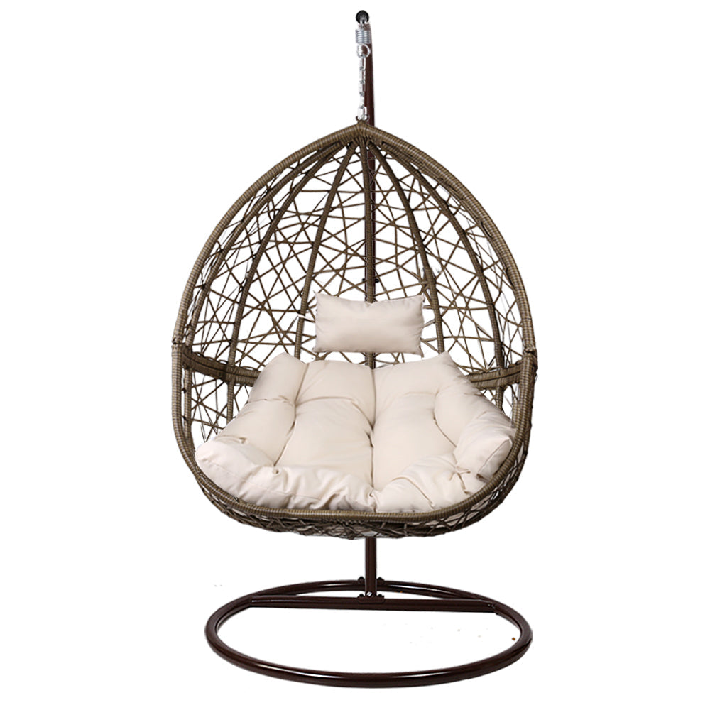 Mantel - Outdoor Egg Swing Chair Wicker Rattan Pod Stand Latte