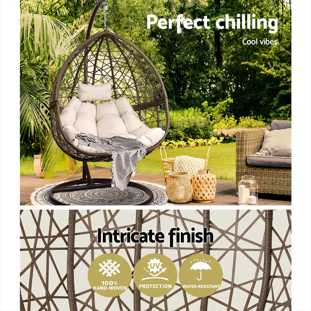 Mantel - Outdoor Egg Swing Chair Wicker Rattan Pod Stand Latte