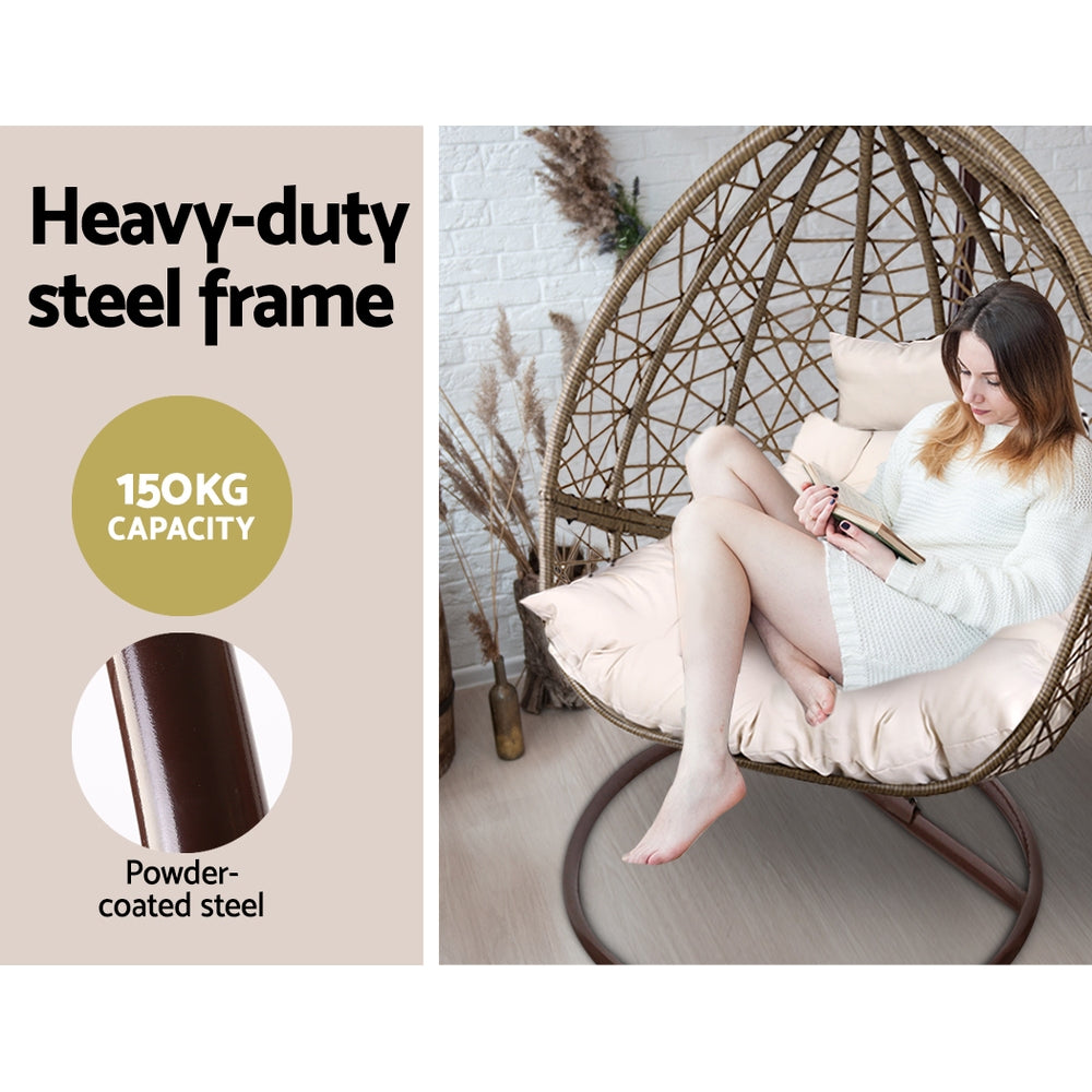 Mantel - Outdoor Egg Swing Chair Wicker Rattan Pod Stand Latte