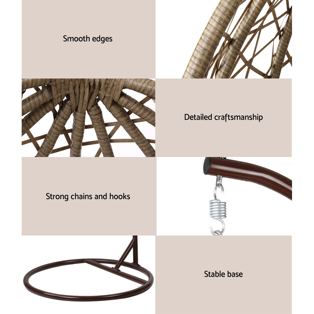 Mantel - Outdoor Egg Swing Chair Wicker Rattan Pod Stand Latte