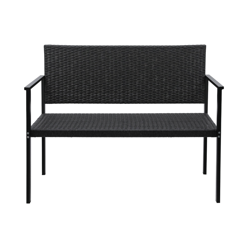 Hamper - Outdoor Garden Bench Seat Rattan Chair Steel Patio Grey