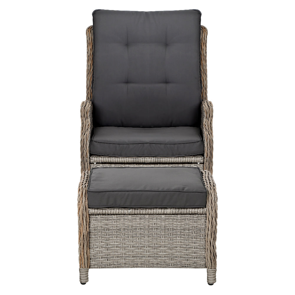Idalia - Recliner Chair Sun Lounge Wicker Patio Adjustable Grey