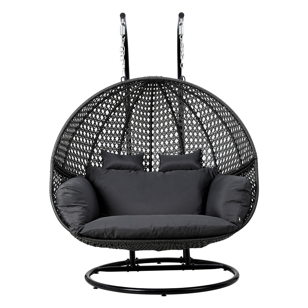 Meadow - Outdoor Egg Swing Chair Wicker Pod Stand Cushion Grey