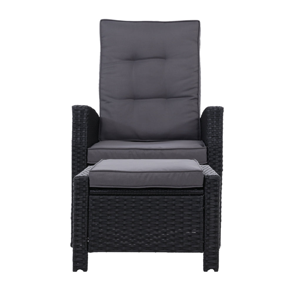 Irina - Recliner Chair Sun Lounge Wicker Patio Adjustable Black