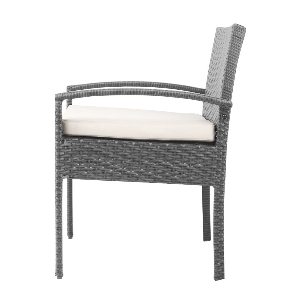 Idony - 3PC Patio Furniture Bistro Set Wicker Lounge Grey