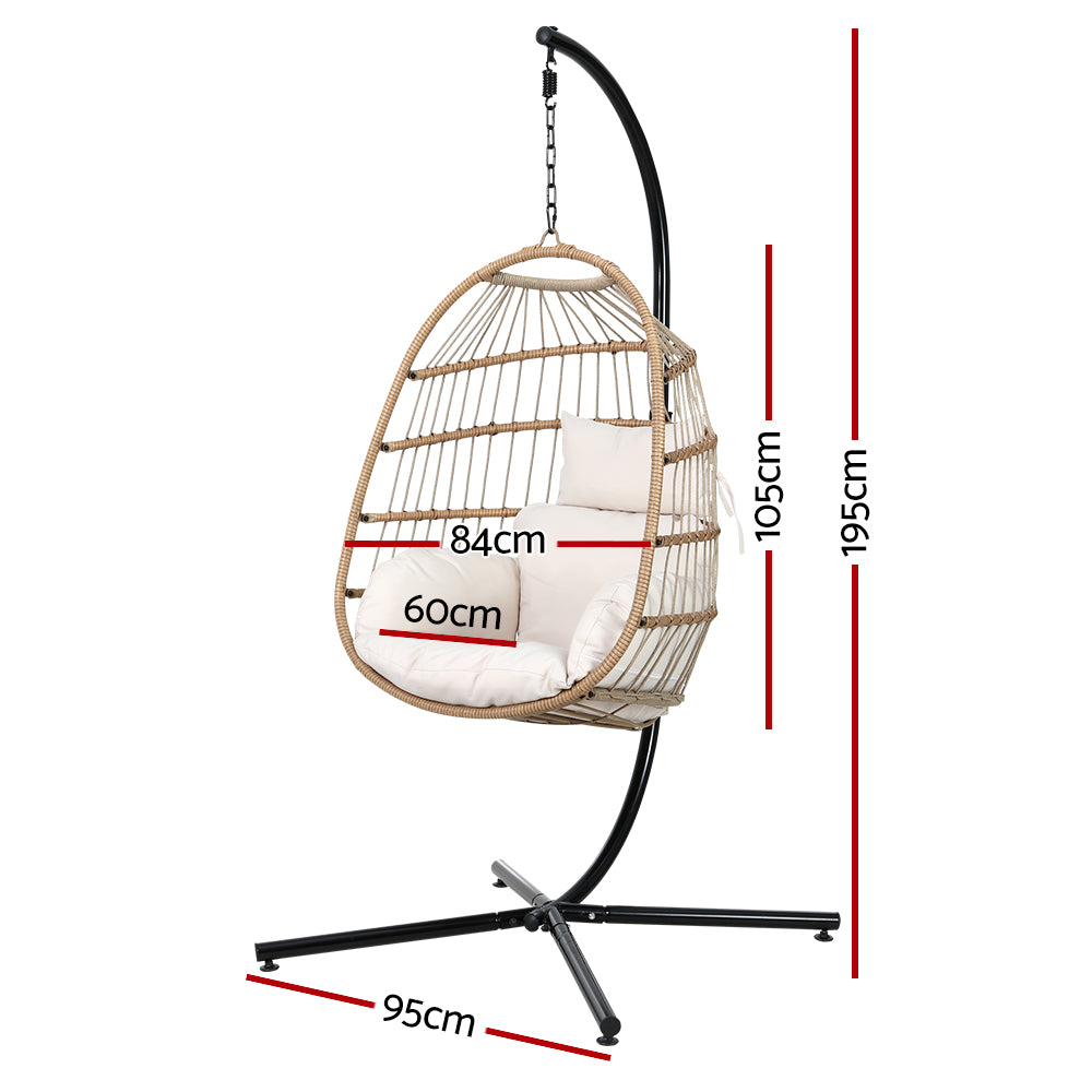 Flora - Outdoor Egg Swing Chair Wicker Rope Pod Stand Yellow