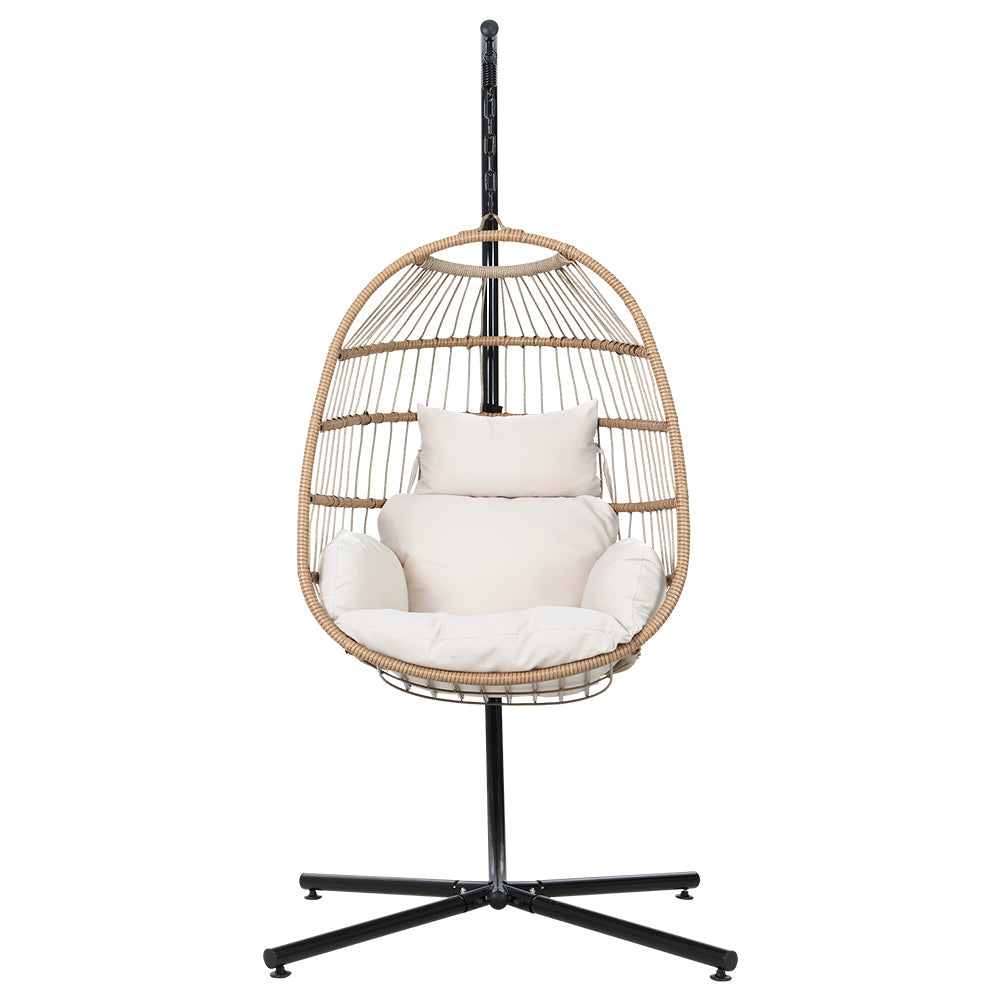 Flora - Outdoor Egg Swing Chair Wicker Rope Pod Stand Yellow