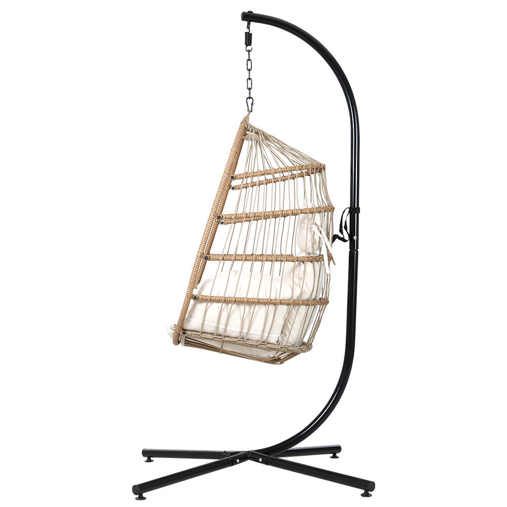 Flora - Outdoor Egg Swing Chair Wicker Rope Pod Stand Yellow