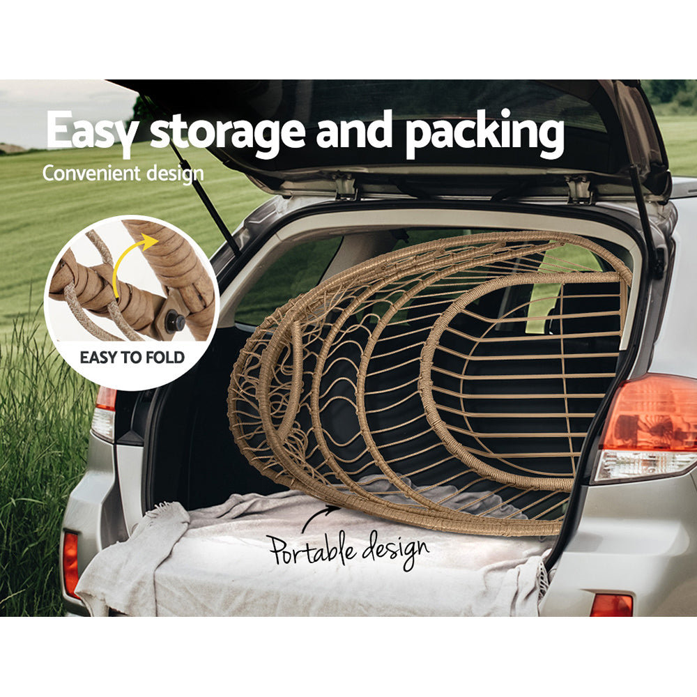 Flora - Outdoor Egg Swing Chair Wicker Rope Pod Stand Yellow