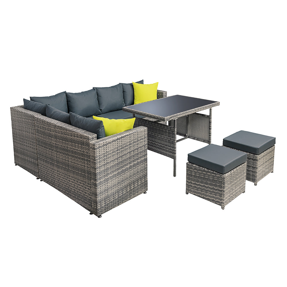Dinara - Outdoor Dining Set Aluminum Table Wicker Chairs Grey