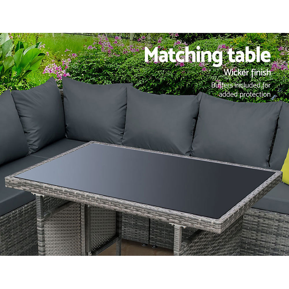 Dinara - Outdoor Dining Set Aluminum Table Wicker Chairs Grey