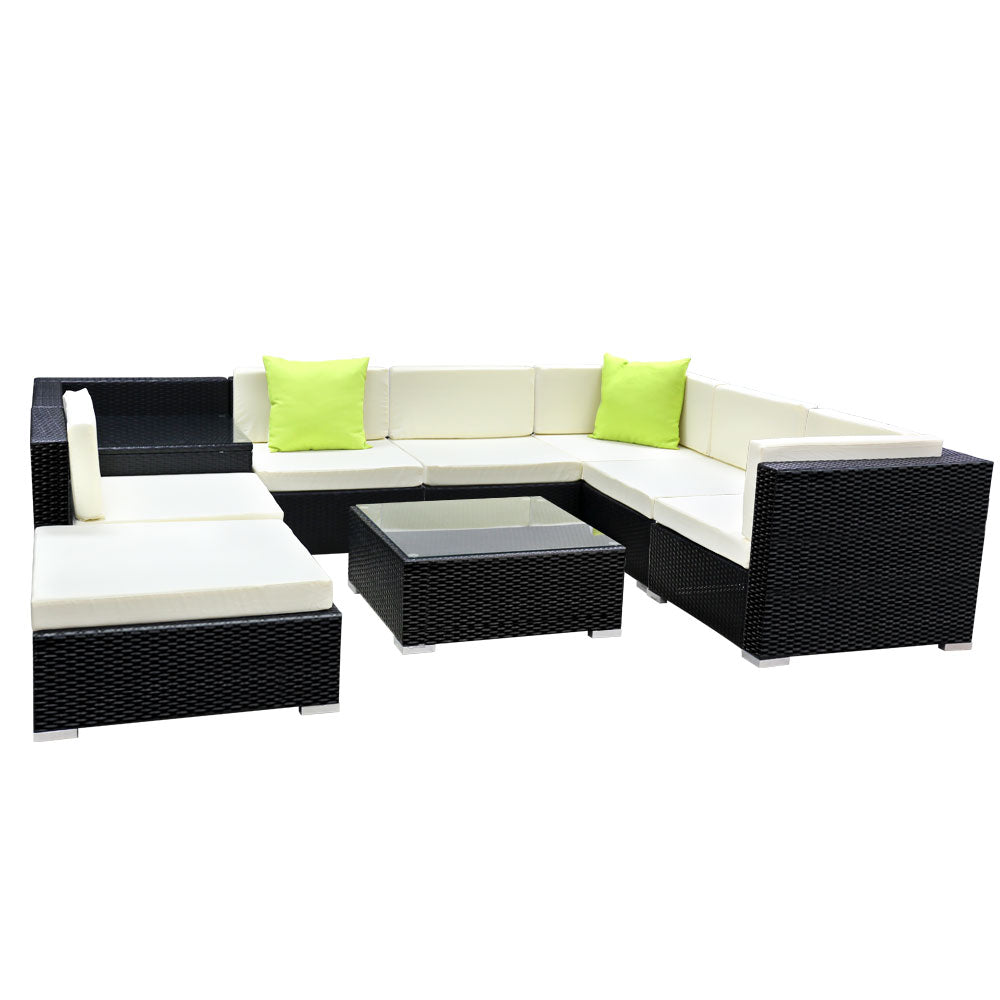 Ambra - 9-Piece Outdoor Sofa Set Wicker Couch Lounge Cover