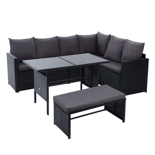 Arielle - Outdoor Dining Set Sofa Lounge Table Bench Black