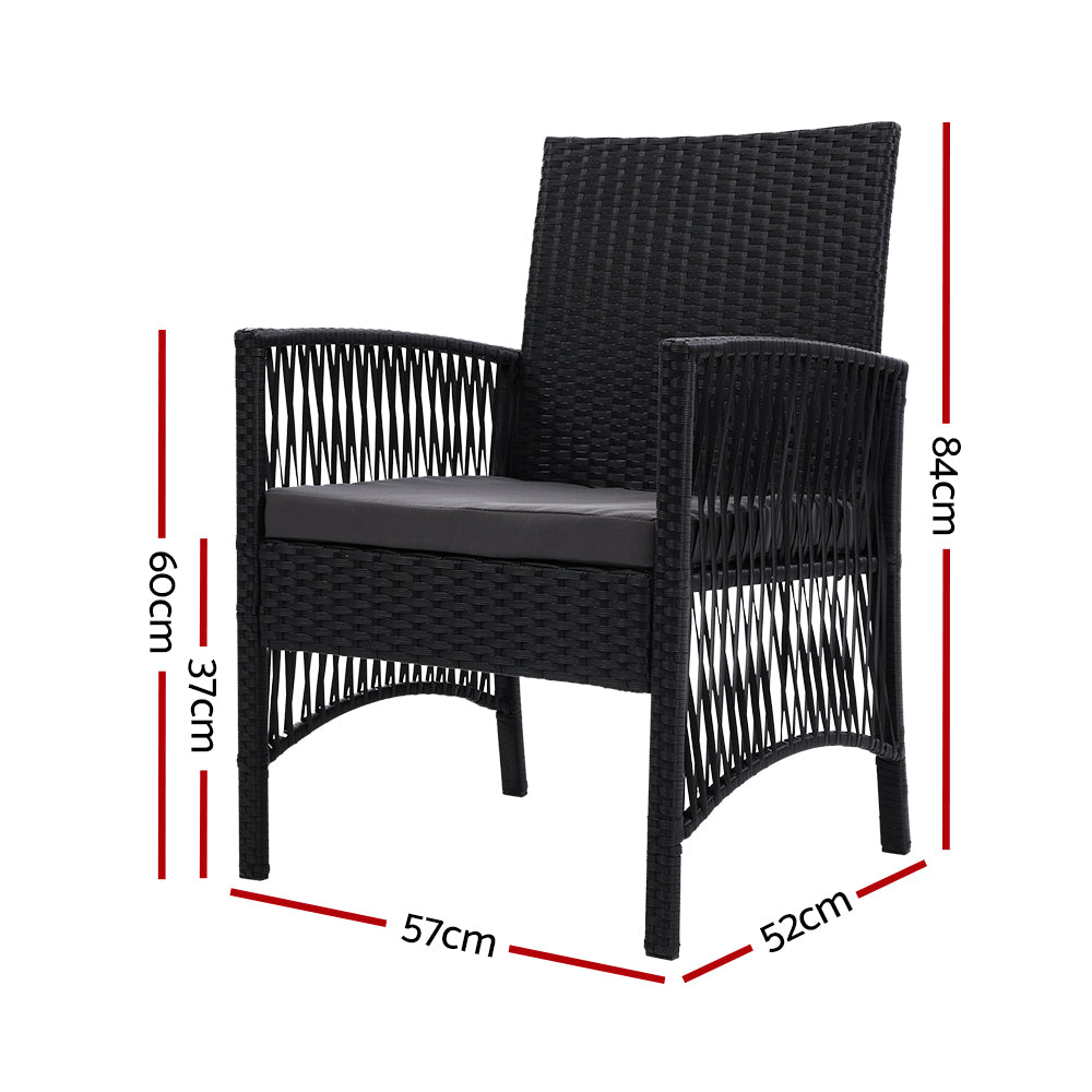 Anelise - 2PC Outdoor Dining Chairs Patio Wicker Lounge Garden